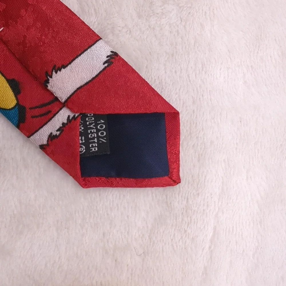 Vintage Disney Mickey Mouse Tie Mens Red Novelty‎ Football Mickey Unlimited 90s